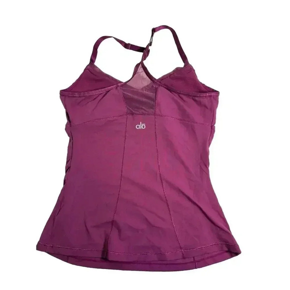 Alo Yoga Raspberry Pink Cross Front Adjustable Strap Built In Bra Sz Small Tank - Picture 2 of 6